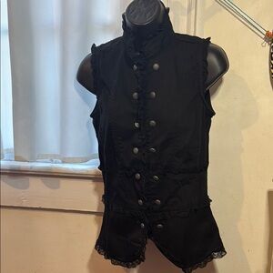 💀 Black ♠️ Sleeveless Button-Up Vest